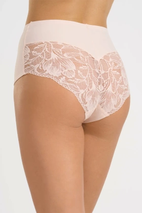Koronkowe figi z wysokim stanem Leila, Cipria/beż
