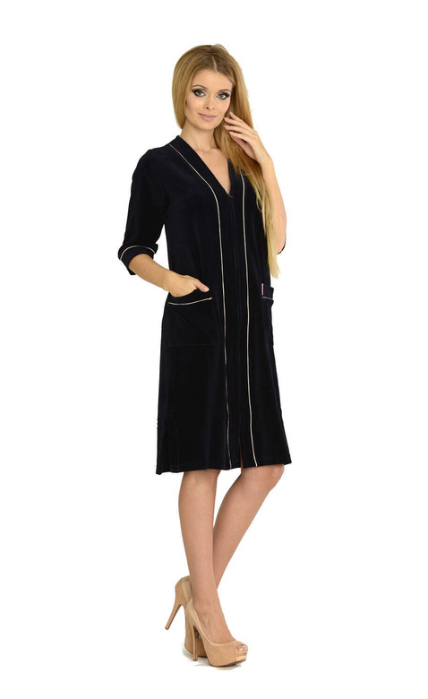 Szlafrok De Lafense 974 Zamek Welur M-3XL damski chabrowy