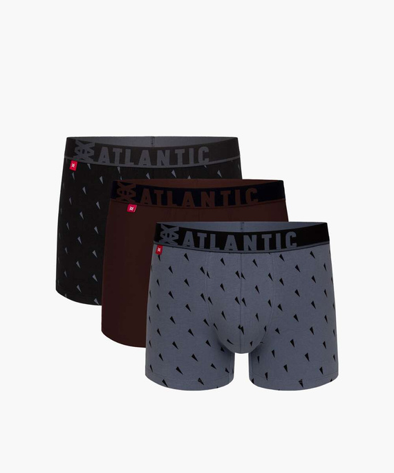Bokserki Atlantic 3MH-174 A'3 czarny-czekoladowy-szary