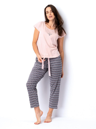 Piżama Key LNS 722 A25 kr/r S-XL pudrowy-mocca