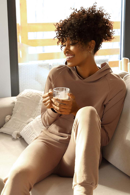 Modny komplet damski/dres z kapturem Seattle, brąz