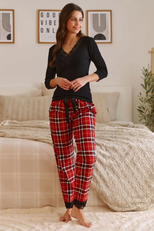 Damska piżama długa z wiskozy PM.5249, czarna