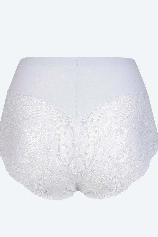 Koronkowe figi z wysokim stanem Leila, Bianco/Biały