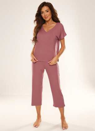 Piżama De Lafense 694 Freya II kr/r S-2XL jagodowy