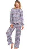 Ciepła piżama damska w norweski wzór 4200-005, szara