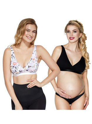 Biustonosz soft bez fiszbin Mitex Lilly A'2 flowers-black