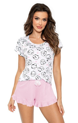 Piżama Donna Sheep Short kr/r S-2XL biały-różowy
