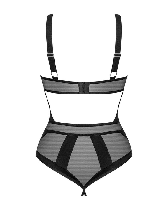 Body Obsessive Chic Amoria Crotchless Teddy XS-2XL czarny