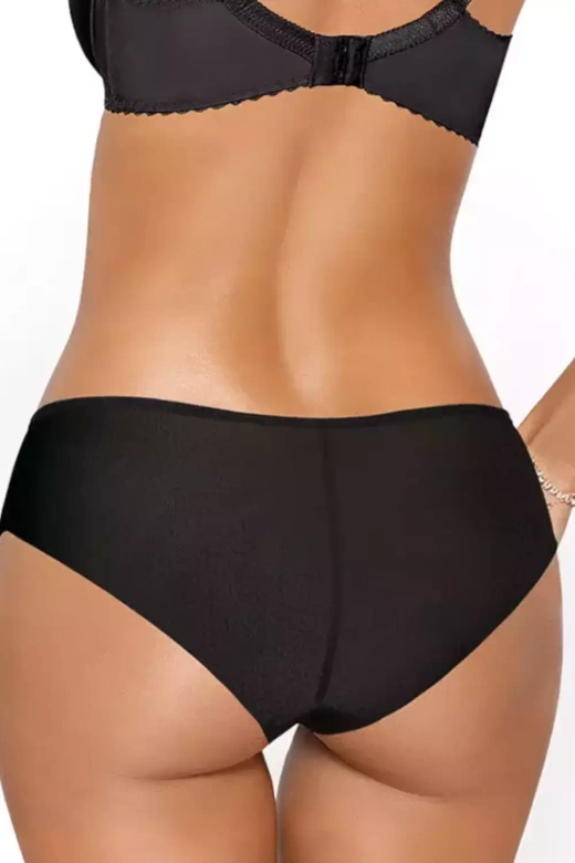 Klasyczne figi z tiulem i haftami CYNTHIA, czarny