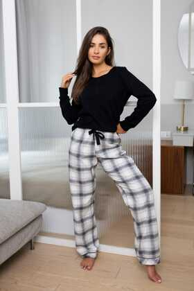 Piżama Sensis Blanche dł/r S-XL czarny-kratka