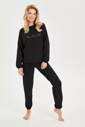 Modny wygodny bawełniany dres damski Lia 3004, czarny