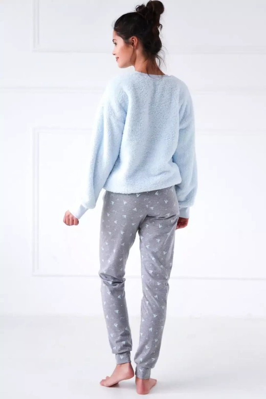 Ciepła piżama damska typu soft IDOLE, niebieska