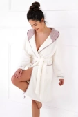 Ciepły puszysty miękki szlafrok soft ELLEN, ecru