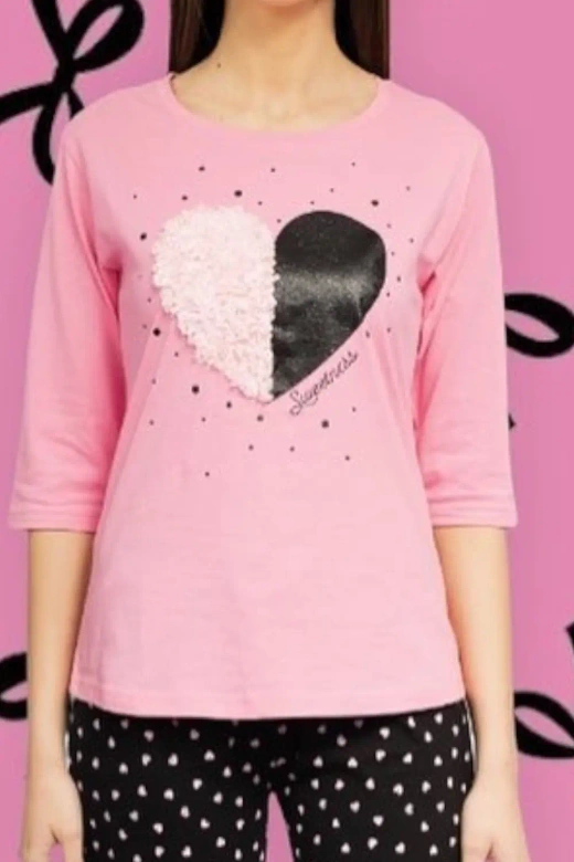 Długa damska piżama Kate 100% bawełna, różowa