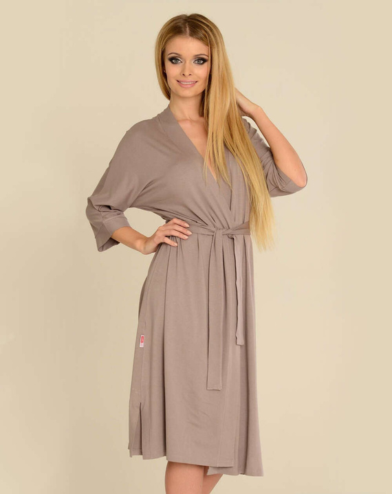 Szlafrok De Lafense 892 Visa długi 3XL-4XL damski mocca