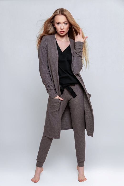 Sensis piżama damska długie spodnie Sophie, brązowy