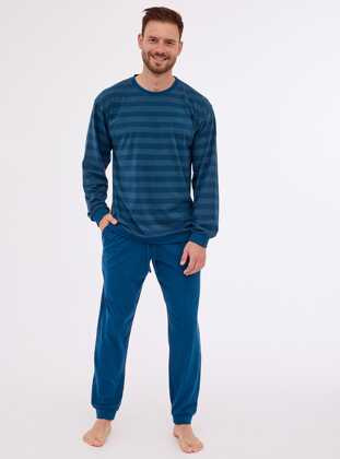 Piżama Cornette 117/278 Loose 13 dł/r S-2XL męska niebieski