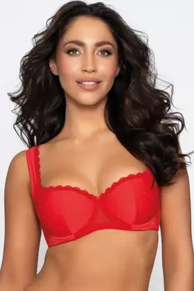 Biustonosz usztywniany balkonetka z koronką SOPHIA, czerwony