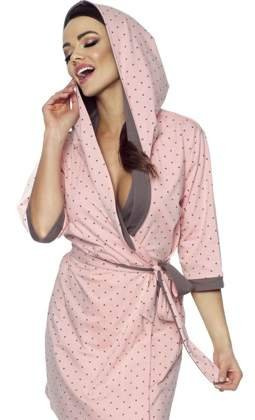 P-374/2 Szlafrok z szalowym kołnierzemi kapturem, morela