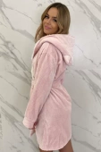 Ciepły miękki szlafrok soft z uszkami kaptur ROSA, róż