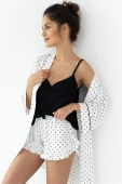 Wiskozowa krótka piżama w groszki Elif, czarna