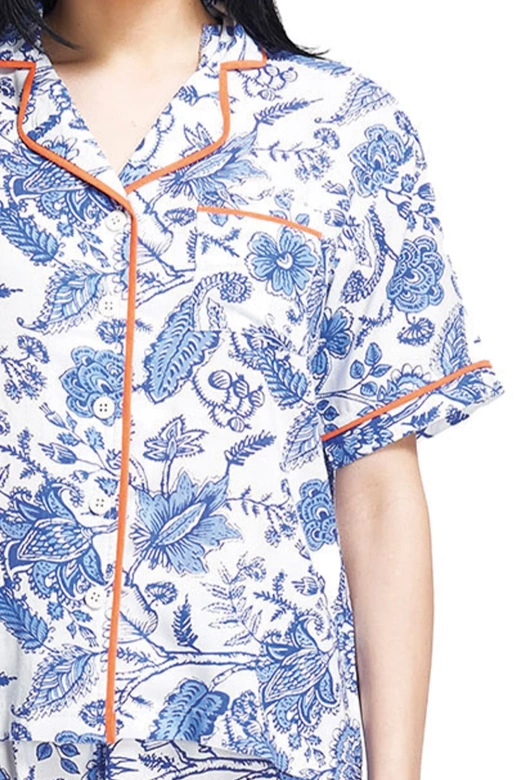 Koszulowa piżama z krótkim rękawem i długimi spodniami Atrani, 100% wiskoza (pomarańcz)