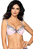 Biustonosz push-up NATALI PINK róż z czernią