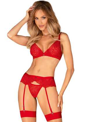 Komplet Obsessive Chilisa Set XS-2XL czerwony