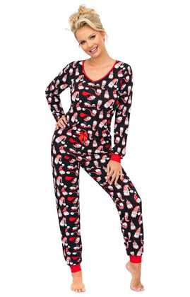 Piżama Donna Santi Long dł/r S-2XL czarny