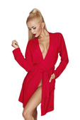 Szlafrok wiązany w pasie INES, czerwień