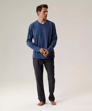 Piżama Atlantic NMP-389 dł/r S-2XL męska niebieski ciemny-granatowy