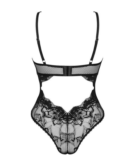 Seksowne body Olvidia Teddy z koronką, czarne