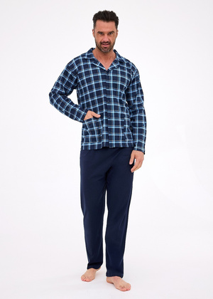Piżama Cornette 114/81 dł/r 3XL-5XL męska rozpinana granatowy