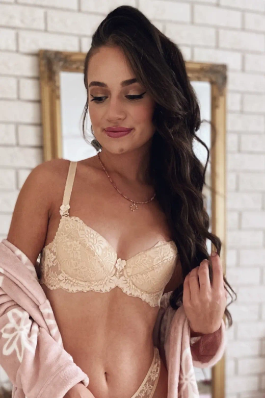 Biustonosz push-up KATIA z kokardką, beżowy