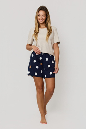 Piżama Mefemi Oceane kr/r S-2XL beżowy-granatowy