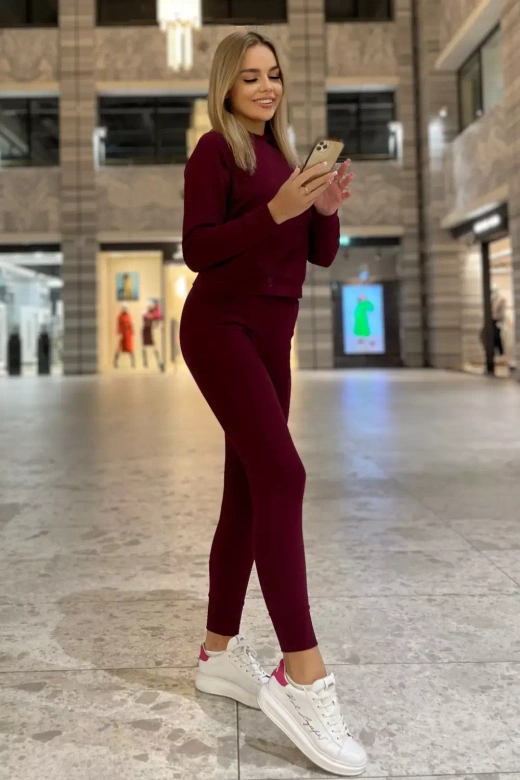 Modny komplet damski/dres z kapturem Seattle, bordo