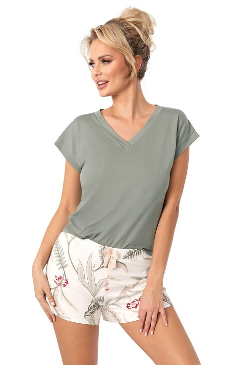 Piżama Donna Michelle Short kr/r S-2XL oliwkowy-ecru