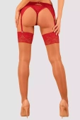 Zmysłowe pończochy do pasa koronka LACELOVE, red