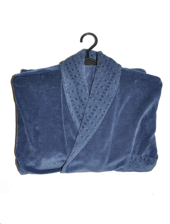 Szlafrok De Lafense 711 Welur M-2XL męski granatowy