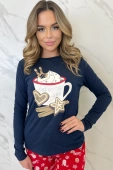 Bawełniana piżama damska Natalie z ciasteczkami, granat