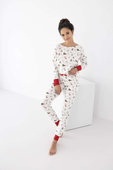 Piżama Sensis Samantha dł/r Christmas S-XL śmietankowy