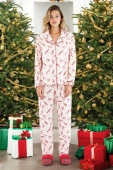 Świąteczna koszulowa piżama z zimowym nadrukiem ALISEE, czerwona + woreczek prezentowy