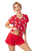 Piżama Donna Bear Short kr/r S-2XL czerwony