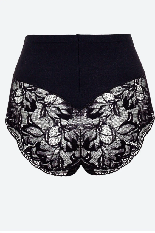 Koronkowe figi z wysokim stanem Leila, Nero/Czarny