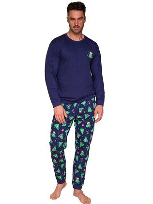 Piżama Cornette 115/283 Christmas Tree dł/r S-2XL męska granatowy