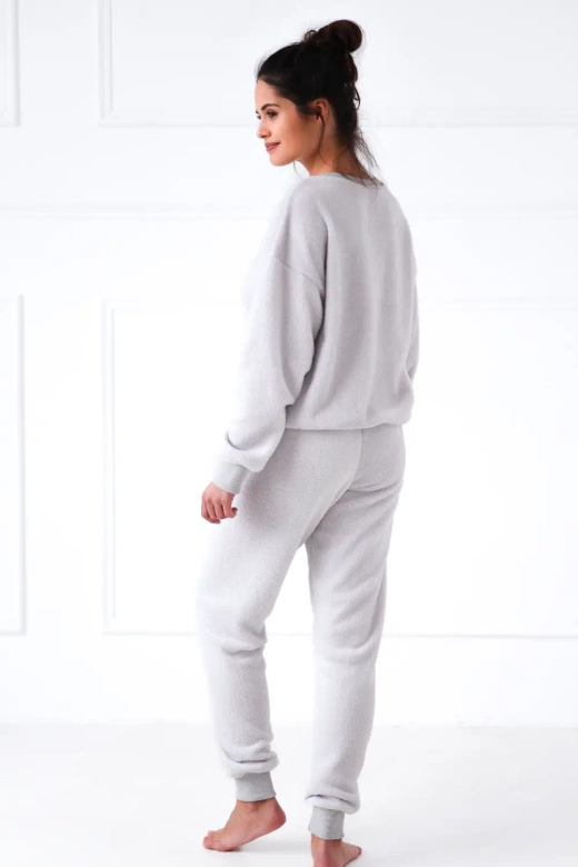 Ciepła piżama damska Graciana 100% bawełna, szara