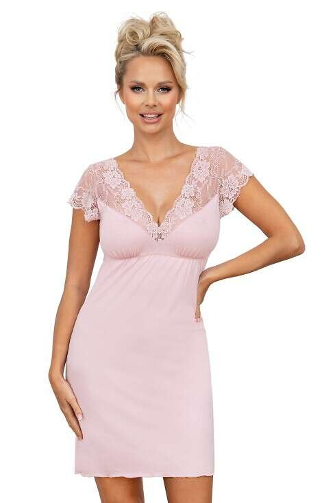 Koszula Donna Ismena kr/r S-2XL różowy pudrowy