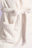 Puszysty ciepły szlafrok damski z kapturem i uszkami IGRID, biały