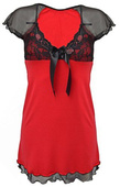 Koszulka z koronką i tiulem IRINA, czerwień