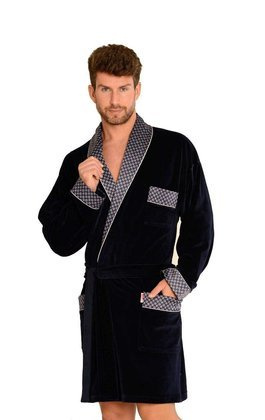 Szlafrok De Lafense 772 Bonjur krótki M-2XL męski grafitowy